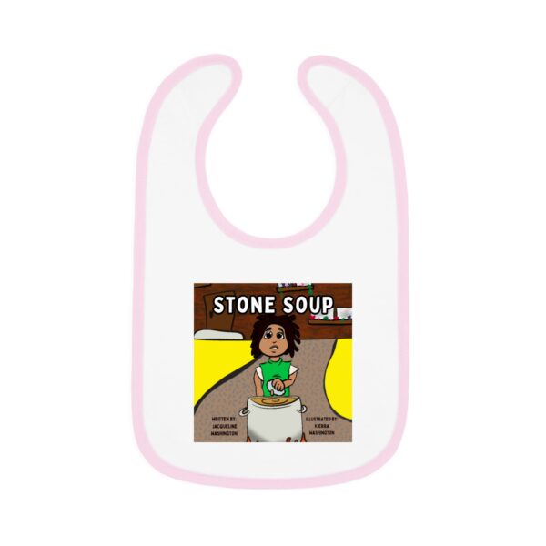 Cute Illustrated Baby Bib with 'Stone Soup' Design, Gift for Babies, Toddler Feeding Accessory, Cartoon Bib for New Parents, Baby [...] - Image 7