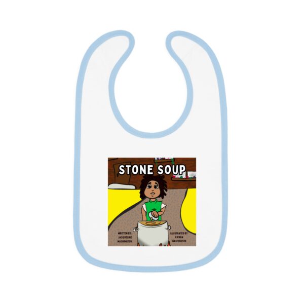 Cute Illustrated Baby Bib with 'Stone Soup' Design, Gift for Babies, Toddler Feeding Accessory, Cartoon Bib for New Parents, Baby [...] - Image 4