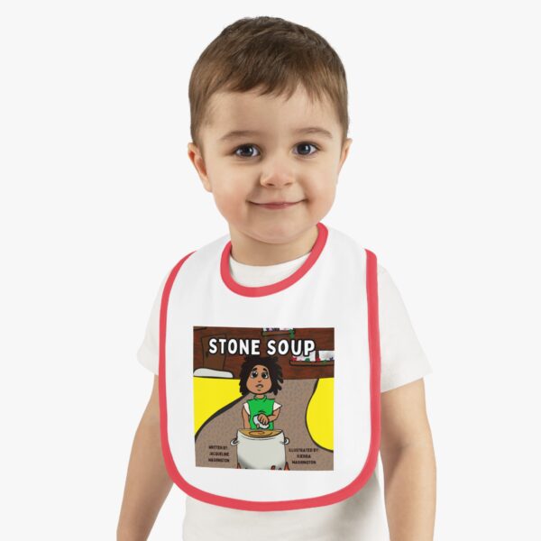 Cute Illustrated Baby Bib with 'Stone Soup' Design, Gift for Babies, Toddler Feeding Accessory, Cartoon Bib for New Parents, Baby [...] - Image 11