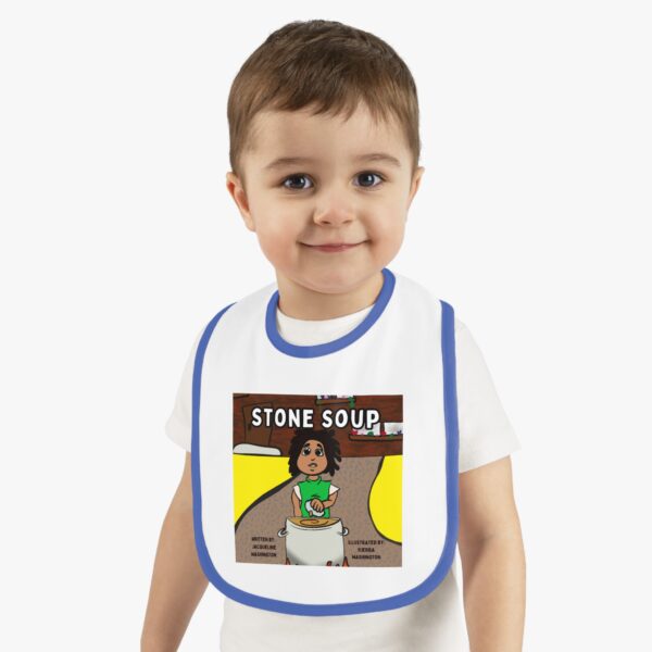 Cute Illustrated Baby Bib with 'Stone Soup' Design, Gift for Babies, Toddler Feeding Accessory, Cartoon Bib for New Parents, Baby [...] - Image 14