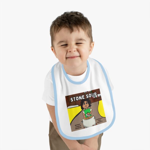 Cute Illustrated Baby Bib with 'Stone Soup' Design, Gift for Babies, Toddler Feeding Accessory, Cartoon Bib for New Parents, Baby [...] - Image 6