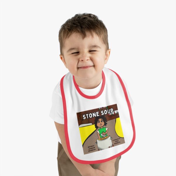 Cute Illustrated Baby Bib with 'Stone Soup' Design, Gift for Babies, Toddler Feeding Accessory, Cartoon Bib for New Parents, Baby [...] - Image 12